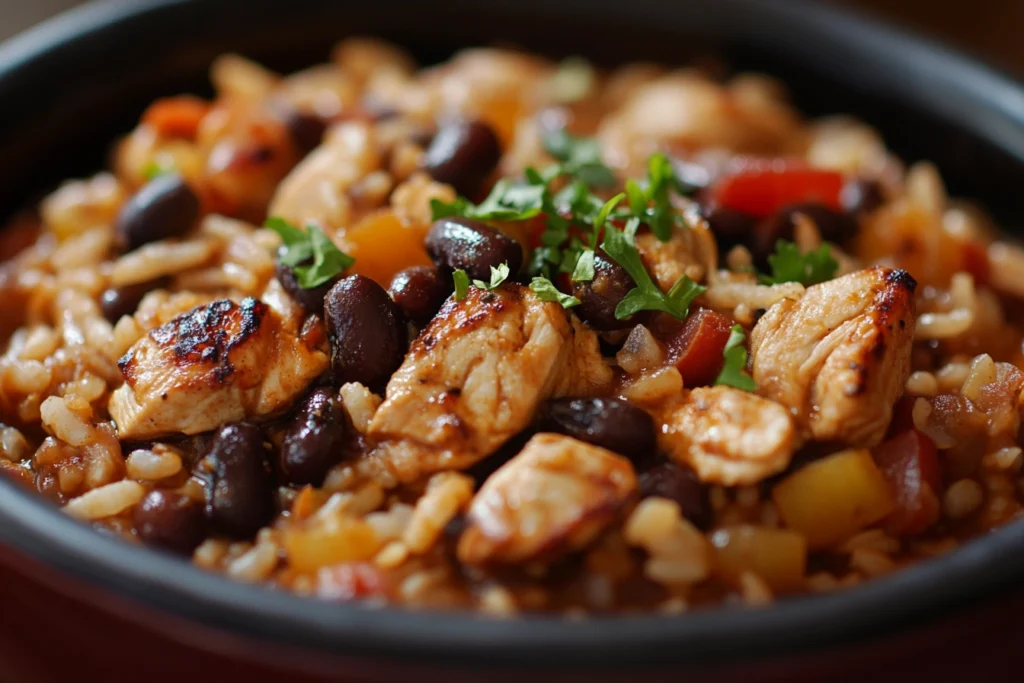 kitchen equipment for chicken black beans and rice recipe laajounrachida A naturally lit ultra realistic close up shot 3a1e5686 1157 4aef a380 db6bd4860b60 1 1 Delicious Chicken, Beans, and Rice Recipe